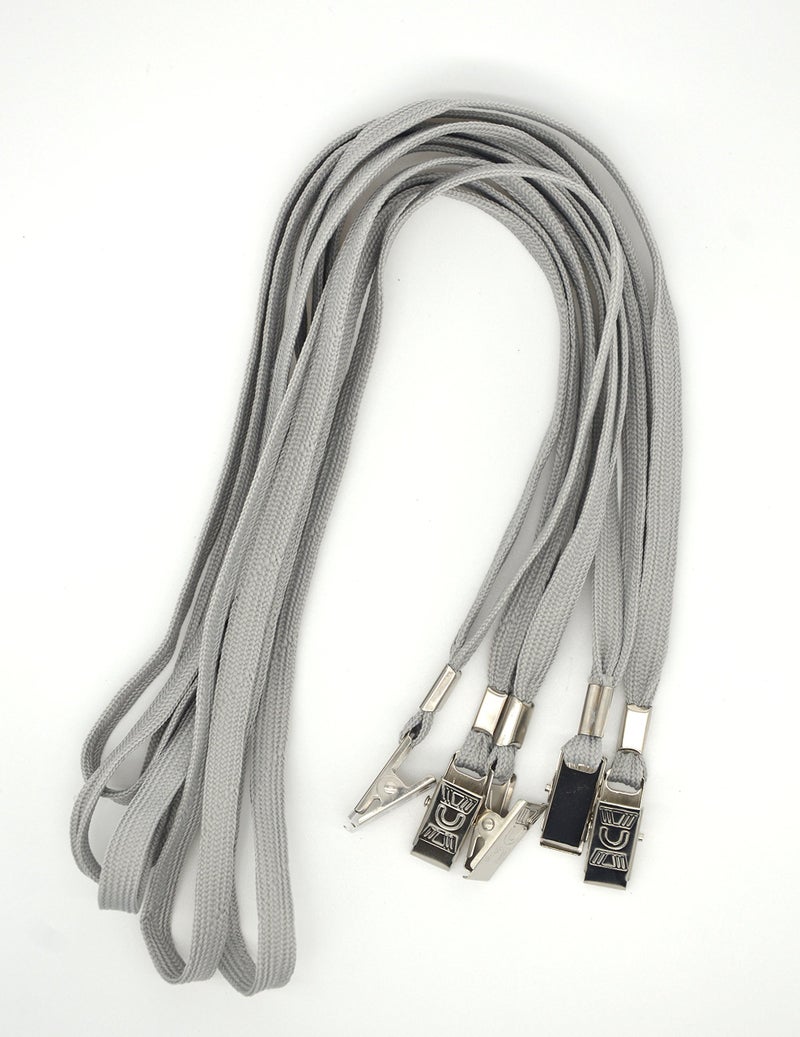 Bird FiyÂ® 50 Pcs Lanyard Bulldog Clip 32-inch Flat Braid Neck Lanyard for Id Cards/badges (Gray) - Image 2